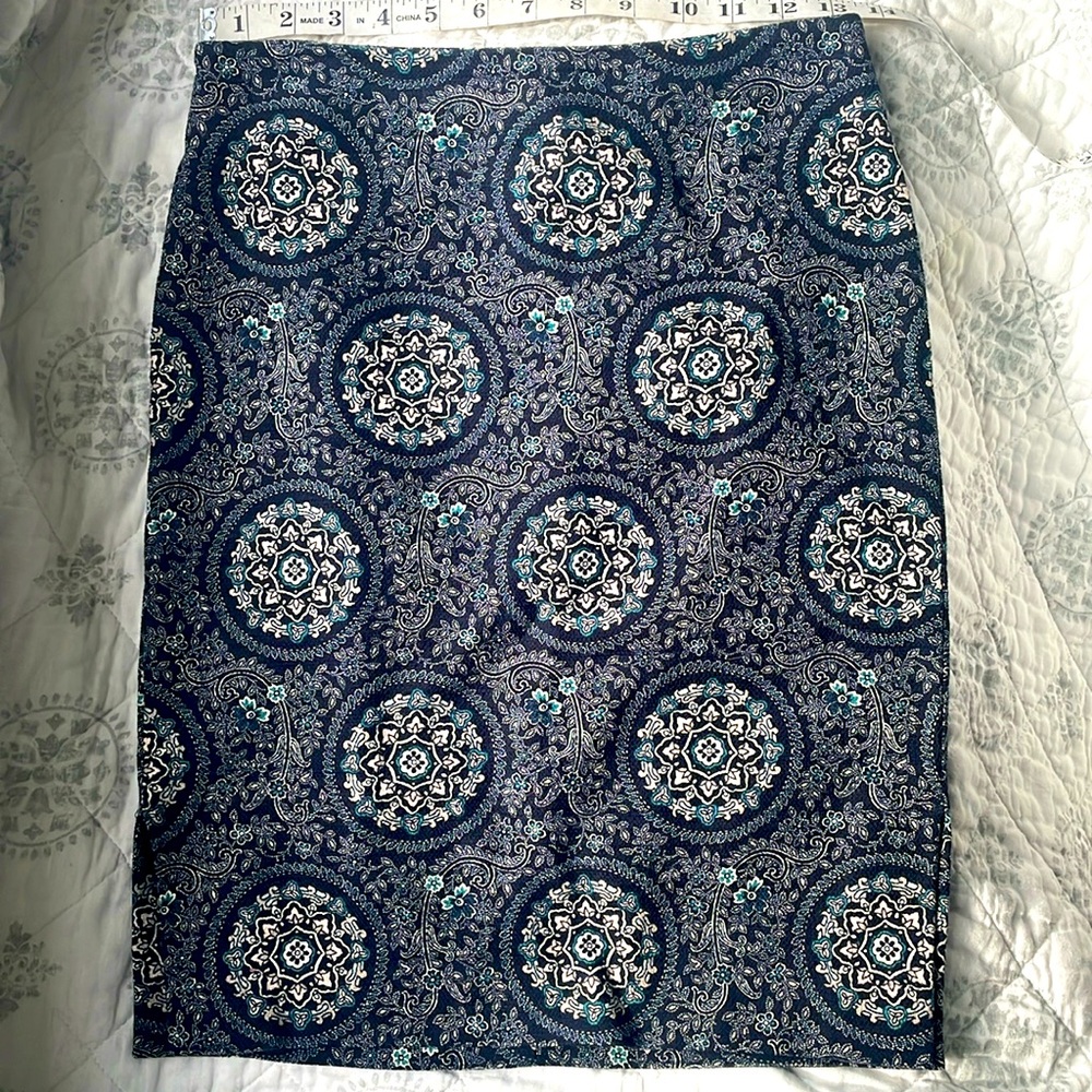 LOFT Outlet Brocade Tapestry Skirt Navy Medallions 2P